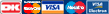 MasterCard, Eurocard, Visa, Maestro, Visa-Electron